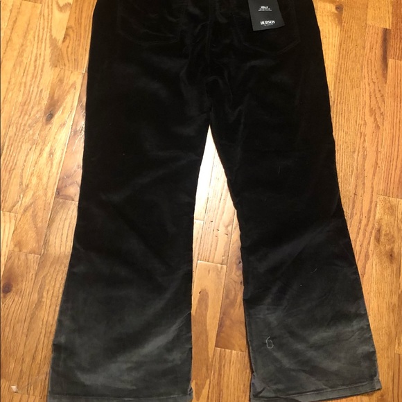 Hudson Los Angeles Flare Crop Black Ombré Velvet Pants Size 32 - Picture 8 of 14